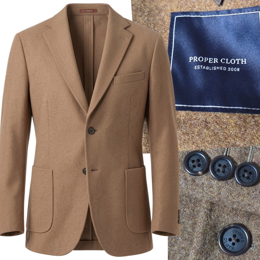 Proper Cloth Sport Coat Mens 48 Japanese Ochre Wool Shetland Tweed Blazer